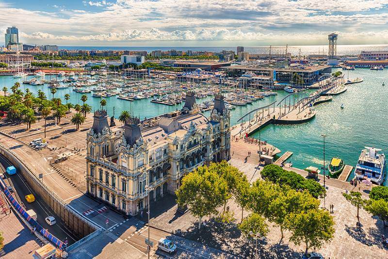 Port Vell i Barcelona, Spanien